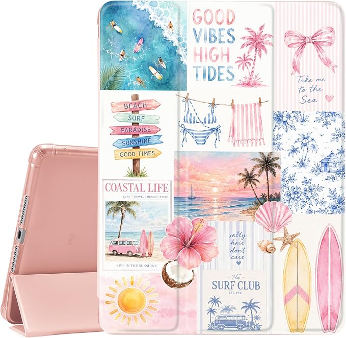 JOYLAND Pink Bow Compatible with iPad 6th/5th Generation (2018 2017 Model 9.7 Inch)iPad Air 2/Air 1 (9.7 Inch) with Pencil Holder-Trifold Stand Protective Cover with Soft TPU BackBlack