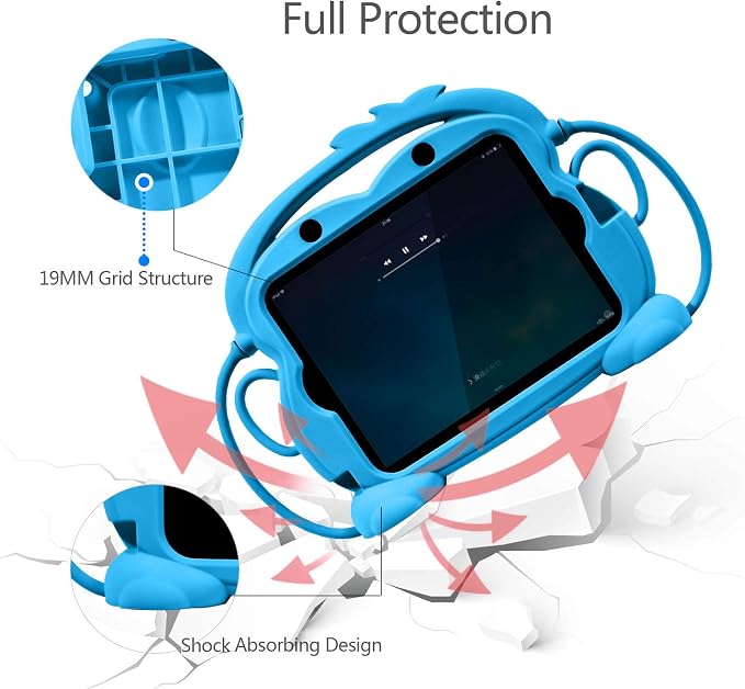 Kids Case for iPad 2/3/4 Child Proof Silicone Protective Car Case Cute Monkey Handle Stand Cover for Apple iPad 2nd 3rd 4th Generation (Blue)