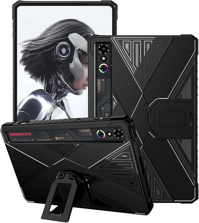 Case for REDMAGIC Astra Gaming Tablet 9.06 Inch (Black) | Flexible TPU Cover with Kickstand for ZTE Nubia RedMagic Gaming Pad 3 Pro Tablet Shockproof
