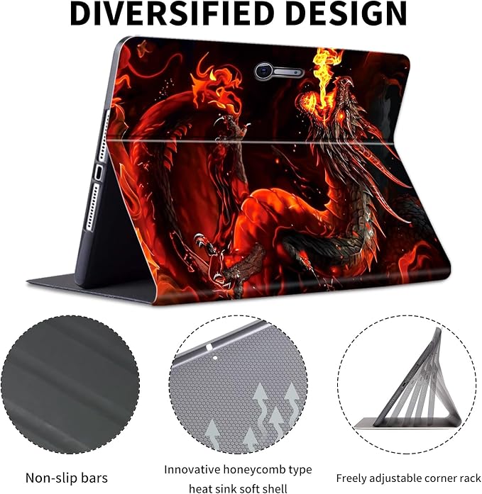 Case for Microsoft Surface Pro 11/10 / 9 13 InchPU Leather Cute Slim Folio Adjustable Stand Cover Case for Surface Pro 11th Edition AIArt Red Dragonfly