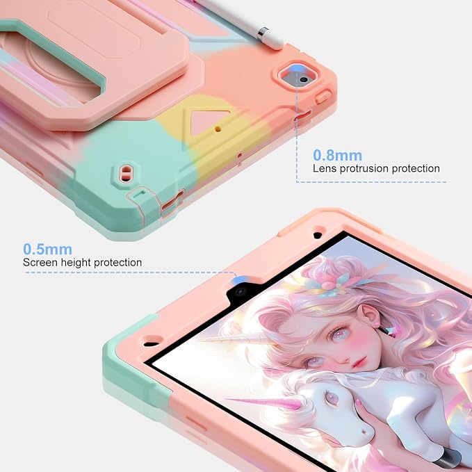 for iPad (A16) 11th Generation Case 11 Inch 2025/ iPad 10th Generation Case 10.9 Inch 2022 with 360 Rotating Grip Magic StandPencil Slot/Key Chain/Carrying Shoulder Strap Cover for iPad 10th Gen