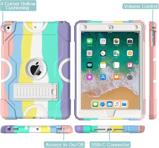 ZoneFoker Case for iPad 6th/5th Generation (9.7 Inch 2018/2017 Model) iPad Air 2 / 1st iPad Pro 9.7 Heavy Duty Shockproof Rugged Protective Case Alpine Green