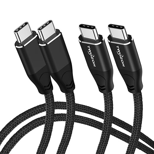 Twozoh USB C to USB C 3.2 Gen 2 Cable 20Gbps Data Transfer 100W PD Fast Charging 4K Video Output Monitor Cord (10FT Grey) 2-Pack