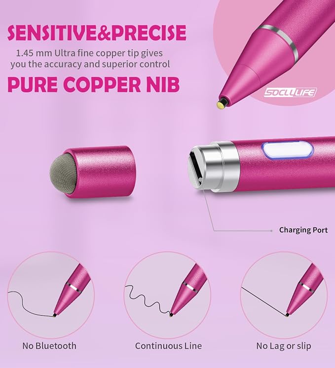 Active Stylus Pen for Touch ScreensDual Pen Tips for iOS &amp Android Drawing &amp WritingHigh Precise Digital Pencil for Apple iPhone 16/15/14/13/12/11/X/8iPad Air/Pro/MiniPhone/Tablet/Sam-sung