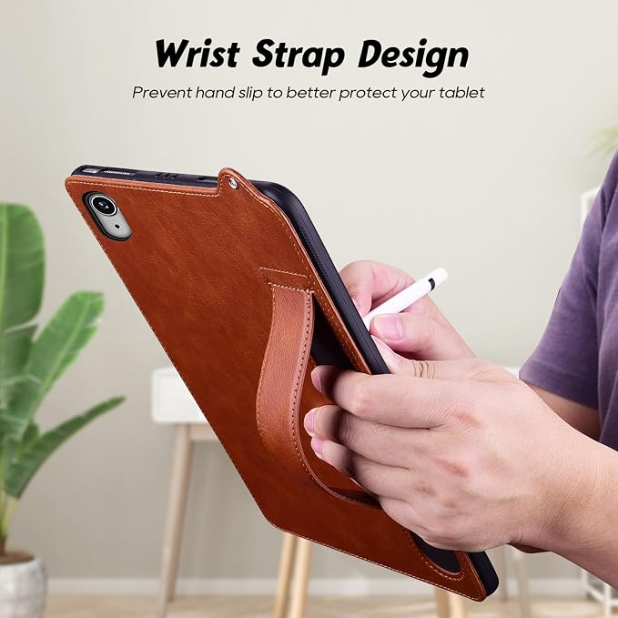 Slim Case for Apple iPad 10th Generation 10.9 Inch 2022 PU Leather Lightweight Hand Strap Stand Feature Drop Protection Back Cover for iPad 10th Gen 10.9 Black