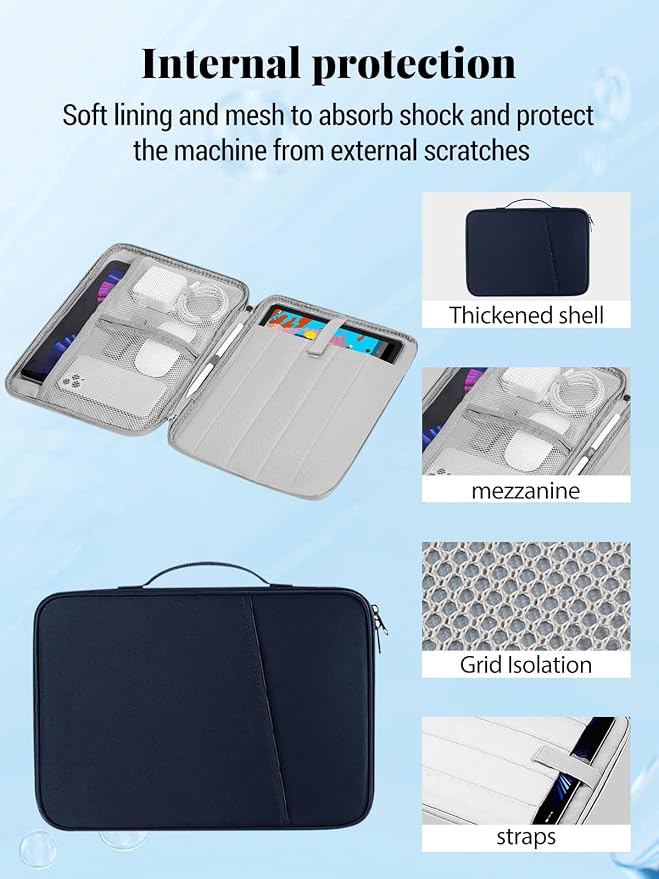 for XPPen Magic Drawing Pad 12.2 Inch Tablet Sleeve Carrying Case with Handle Water-Resistant Double-Layer Design Black