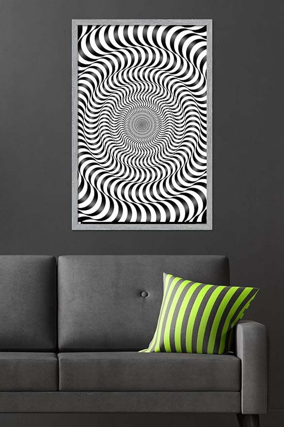 Trends International Zebra Stripe Optical Illusion Wall Poster, 34L x 22.4W, Gray Framed Version