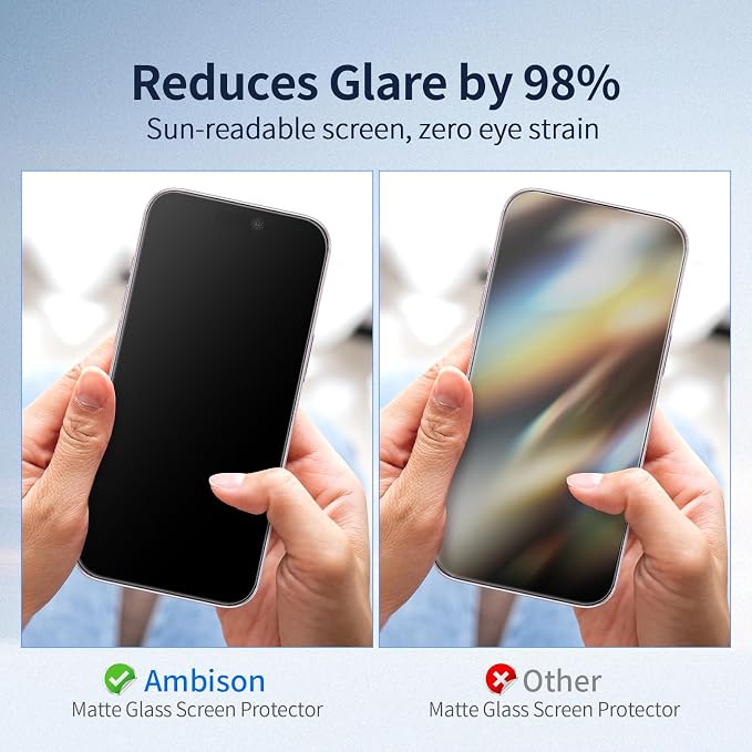 Ambison 2 Packs Matte Screen Protector for iPhone 17 6.3inch 2025 + 2 Packs HD Camera Lens Protector [One-Pull Installation＆Anti-Glare] 7X Powerful Scratch Resistance &amp Full Coverage protection