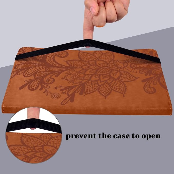 Case for Samsung Galaxy Tab A11+/A11 Plus /A9+/A9 Plus 2025/2023 5G 11 Inch Embossed Lace PU Leather Stand Cover with Elastic Band Card Slots Pen Holder &amp Multi-Angle Viewing - Blue