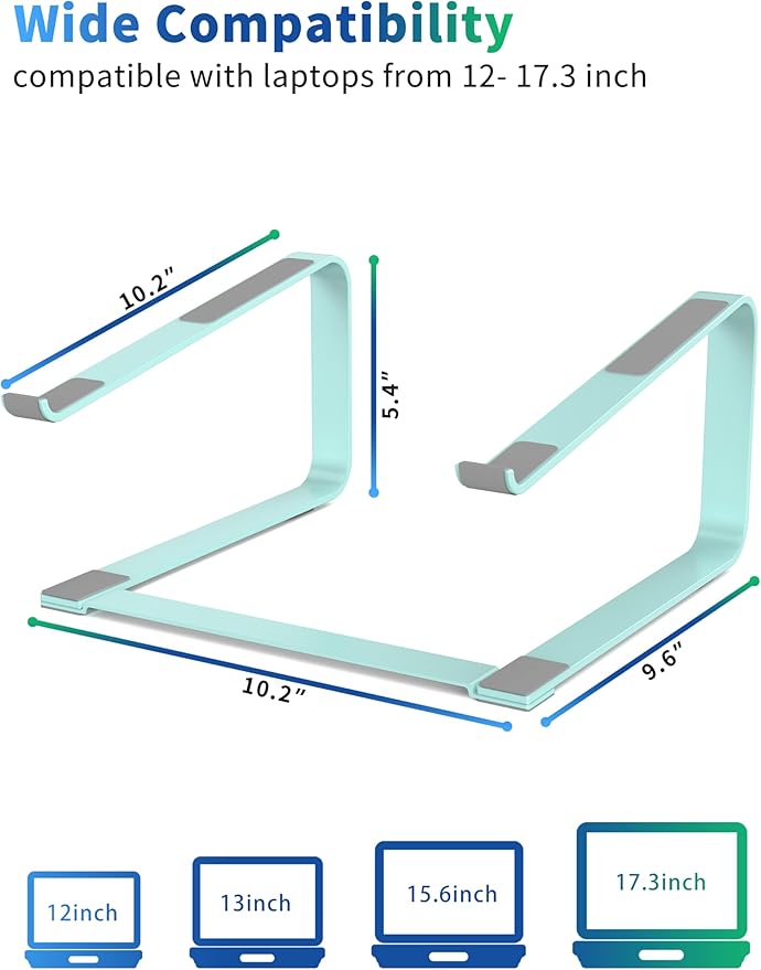 SOUNDANCE Laptop Stand for Desk, Metal Computer Riser, Heavy Stable PC Holder, Ergonomic Laptops Elevator for 12 to 17.3 Inches Notebook Computer, Blue