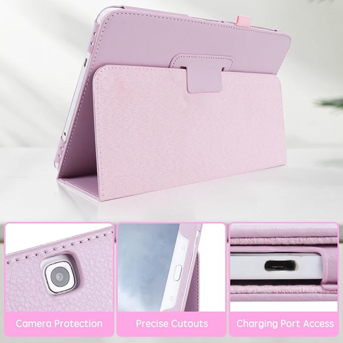 Slim Leather Case for Samsung Galaxy Tab A 8.0 inch 2015 (SM-T350 T357 T355 P350 P355) Multi-Angle Stand Full-Protective Tablet Cover Book Case with Stylus PenScreen Film (Black)