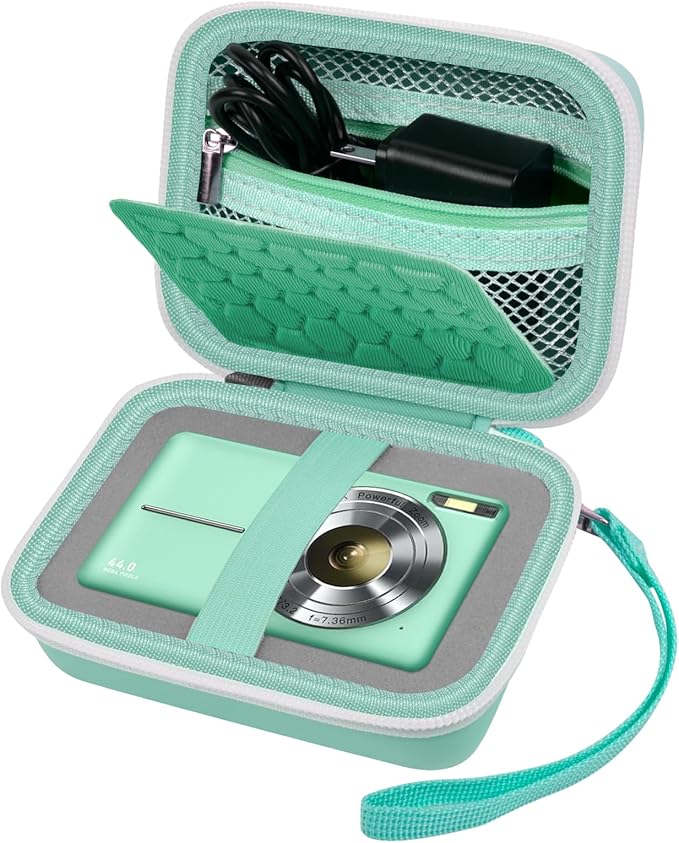 Carrying & Protective Case for Digital Camera, AbergBest 21 Mega Pixels 2.7" LCD Rechargeable HD/Kodak Pixpro/Canon PowerShot ELPH 180/190 / Sony DSCW800 / DSCW830 Cameras for Travel - Light Green