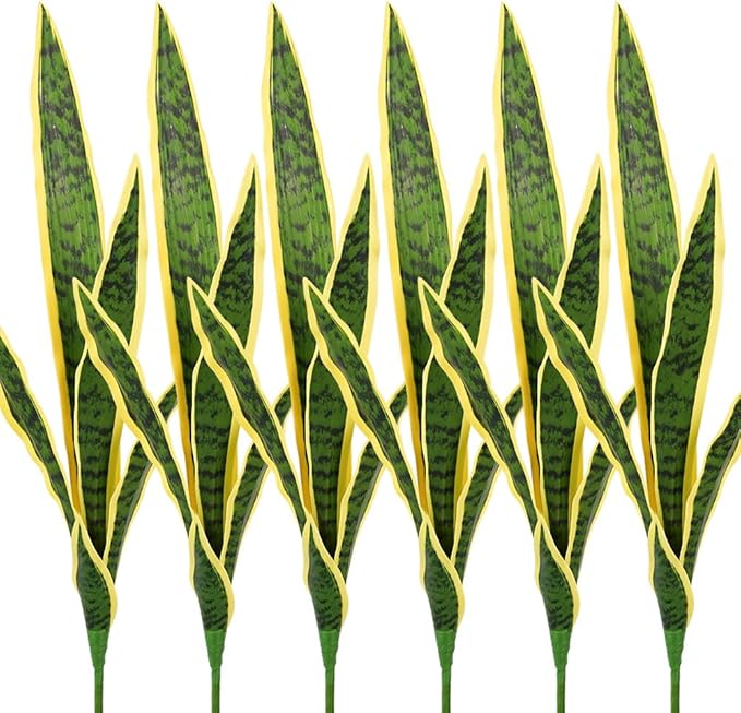 Melorca&Guilla Artificial Plants 6PCS 30“Tall Faux Snake Plant,Fake Snake Plants Artificial Snake Plants Agave Sansevieria Greenery for Garden Shop Office Home Décor