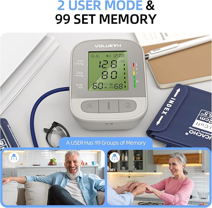 VOLUETH Upper Arm Blood Pressure Cuff, Blood Pressure Monitor for Kids & Adult, Small Cuff 7"-9"，Medium/Large Cuff 9"-17"，Perfect for Health Monitoring