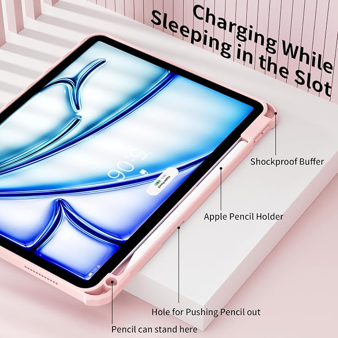 Clear Case for iPad Air 11 Inch M4 2026/M3 2025/M2 2024 Black | for iPad Air 5th/4th Generation 10.9 Inch 2022/2020 Clear Hard Back Tablet Cover with Pencil Holder Slim Auto Wake/Sleep