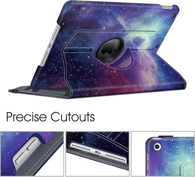 Fintie 360° Rotating Case for iPad 9th / 8th / 7th Generation 10.2 Inch | Swivel Stand Portrait &amp Landscape Viewing Shockproof Cover with Pencil Holder Auto Wake/Sleep Aqua Wave