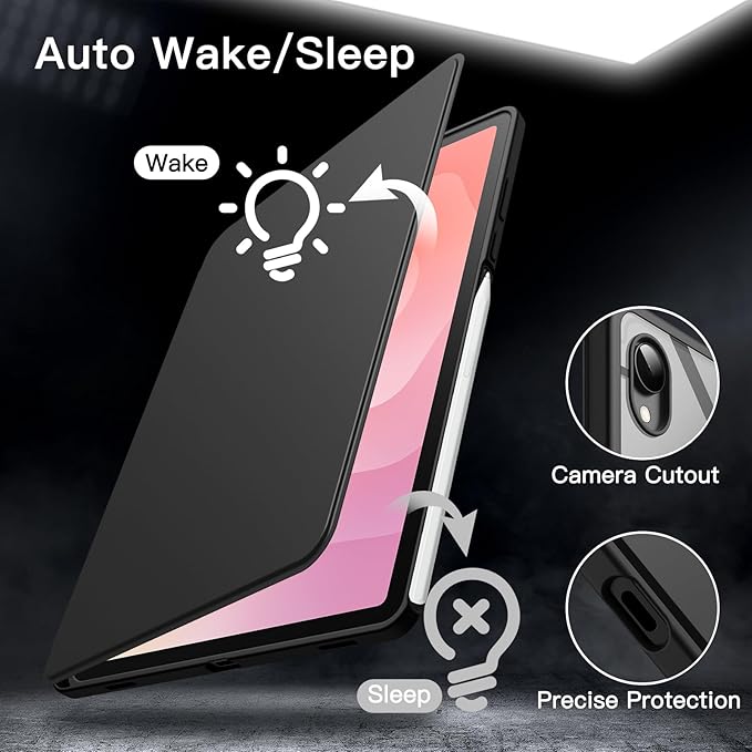 JETech Rotating Case Cover for Samsung Galaxy Tab S11 Black | 360° Rotation Stand Clear Back Design Auto Wake/Sleep S Pen Holder Full Protection