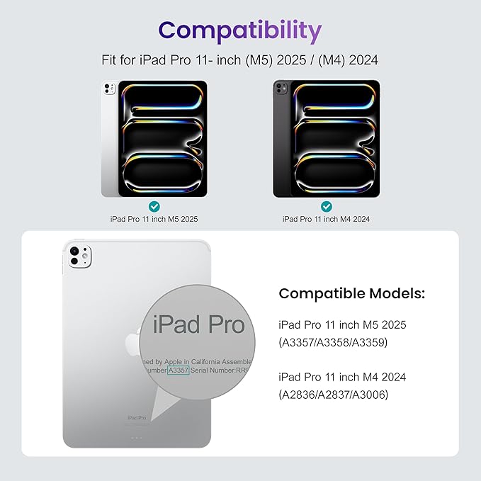 VIKESI Case for iPad Pro 11 inch (M5/M4) 2025/2024Multiple Angles Magnetic Stand CoverShockproof BackPencil Holderand Auto Sleep/WakeBlack