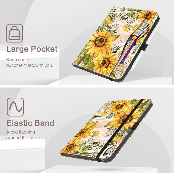 Lokigo Case for iPad (A16) 11th/10th Generation Aurora Forest | for iPad 11th-11 Inch/10th-10.9 Inch Stand Cover Pencil Holder/Hand Strap/Pocket Support Touch ID Auto Wake/Sleep