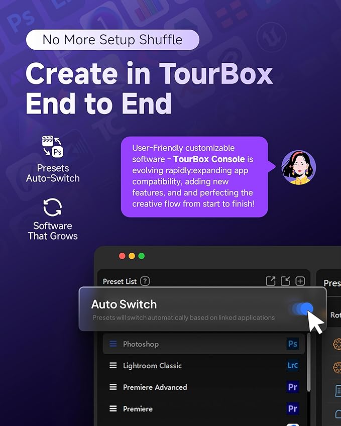 TourBox Lite Bluetooth - Drawing Bundle with Device & Clip Studio Paint Debut (Activation Card), Artist Go-to Compact Macro Keypad Editing Keyboard with Custom Software - CSP Starter Wireless Kit