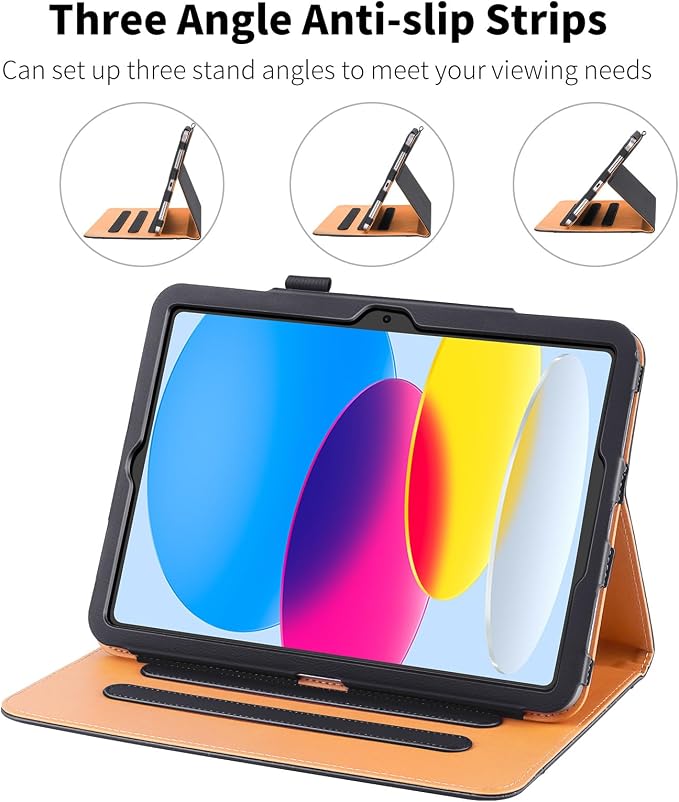 PU Leather Case for iPad A16 11th Gen 11 Inch for iPad 10th Gen CaseBlack | iPad 11/10.9 Inch 2025/2022 Cover with Pencil Holder Multi-Angle Stand Document Pocket and Auto Sleep/Wake