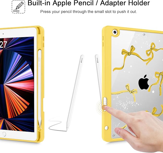 Tuiklol for iPad 10.2 inch 9th / 8th / 7th Gen 2021 2020 2019 Release Case | Built in Pencil Holder - TPU Protection Trifold Stand Stand Clear Back Tablet Cover With Auto Wake/Sleep Blue berries