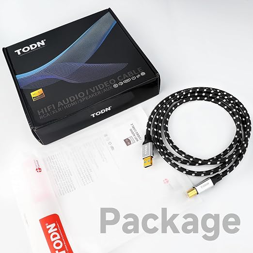 TODN Audiophile USB A to USB B Cable OCC Silver Plated USB Audio Cable HiFi 3.0 USB A to B Cable for DAC Sound Card Digital Piano Mixer Amplifier &amp Printer (9.8FT/3M)