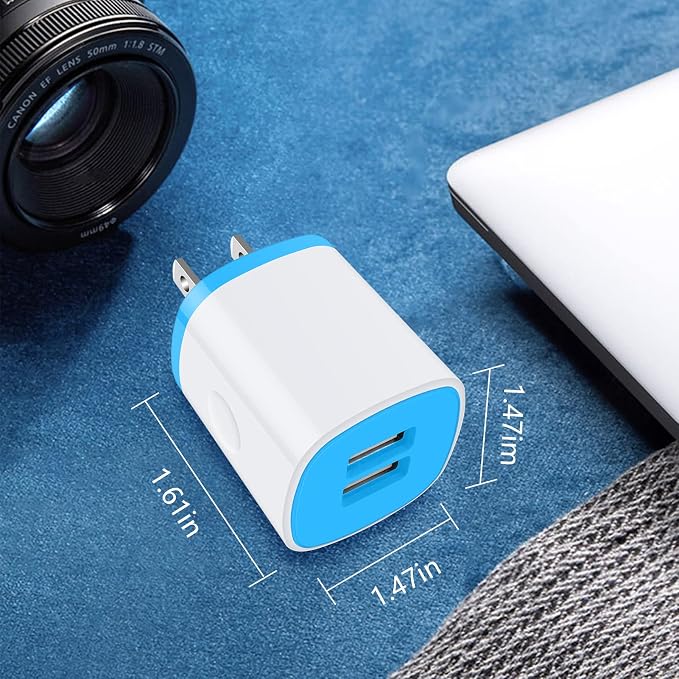 USB Charger Wall Plug iPhone Charging BoxAndHot 5Pack Home Travel 2.1Amp Dual Port Fast Wall Charger Quick Charging Block Cube Brick for iPhone 17 16e 16 15 14 13 12 Pro Max XR X 8SamsungAndroid