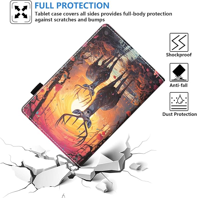 Case for Amazon Fire HD 8/HD 8 Plus Tablet (8 12th/10th Generation 2024/2022/2020 Release) Slim PU Leather Stand Folio Cover with Auto Wake Sleep African Woman Wolf