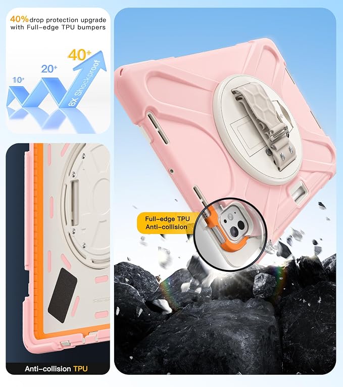 BRAECN Case for iPad Air 11 inch 2026(M4) 2025(M3) 2024(M2)iPad Pro 11 inch(4th/3rd/2nd/1st)&amp Air 10.9(5th/4th) Protective with Pencil Holder Screen Protector 360°Rotating Stand Handle Full Body