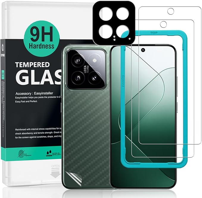 Ibywind for Xiaomi 14 5G Screen Protector2 Pack9H Hardness Tempered Glass and Camera Lens Protectorwith Alignment FrameFull CoverageBubble FreeFingerprint UnlockScratch Resistant