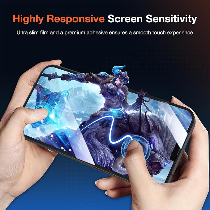 KUZOOM 2Pack Privacy 9H+ Tempered Glass Screen Protector for iPhone 13 | 9H+ Tempered Glass 100% Fingerprint Unlock Automatic Dust Removal Anti-Scratch Protection