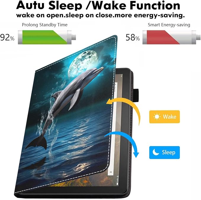 Case for Amazon Kindle Fire HD 10 Tablet 10.1 (9th/7th Generation 2019/2017 Release) - PU Leather Folio Case with Smart Auto Wake/Sleep African American Girl