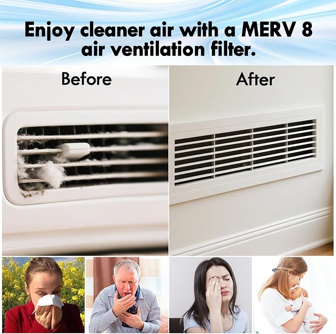 2PCS 12 x 120" Air Vent Filters, Cut-to-Size MERV 8 Filter Material, Triple
