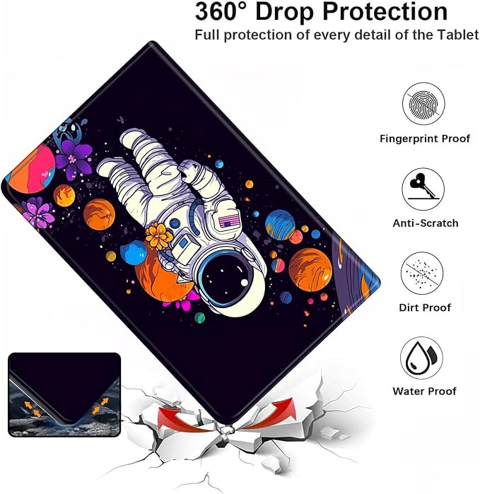Case for iPad (A16) 11th Generation 11 Inch (2025)iPad 10th Generation 10.9 Inch (2022)PU Leather Slim Standing Smart Coverwith Auto Sleep/WakeBall on Fire