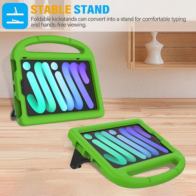 SUPLIK Kids Case for iPad mini 7 (A17 Pro) 2024 &amp iPad mini 6 2021 8.3-inch iPad mini 6th/7th Generation Case with Screen Protector Durable Shockproof Kids Cover with Handle Stand Black