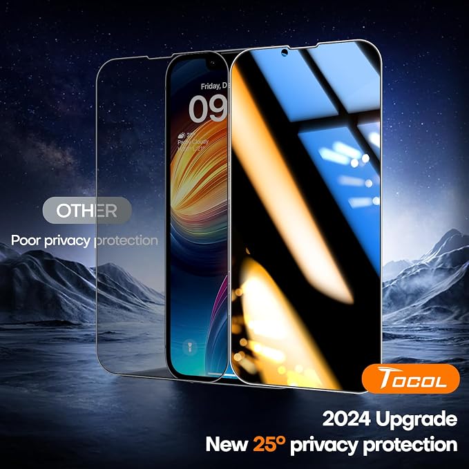 TOCOL for iPhone Air Screen Protector 9H Hardness Military Grade Shatterproof HD Tempered Glass Full Coverage Easy Installation 2 Pack