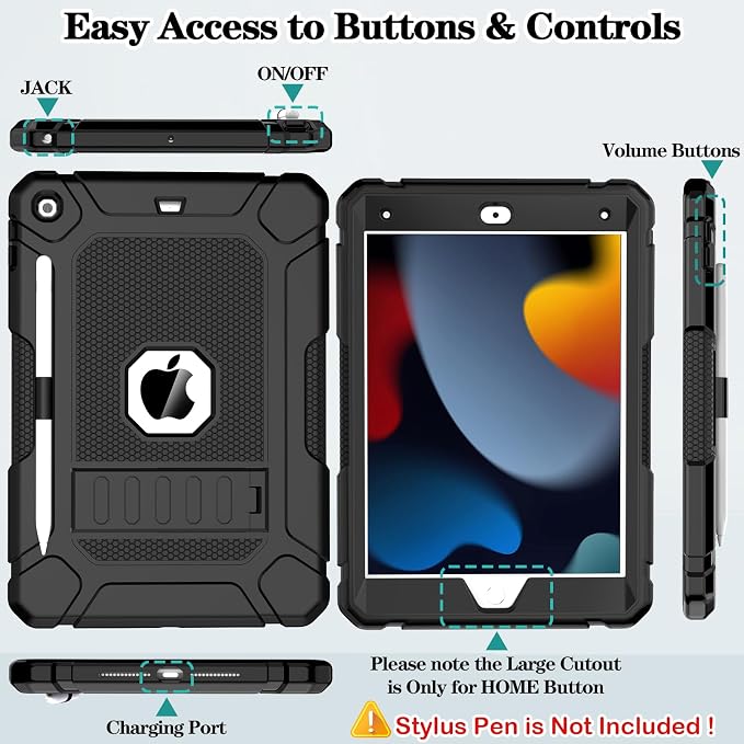 LTROP Case for iPad 10.2-Inch 9th/ 8th/ 7th Generation (2021/2020/ 2019) with Pencil Holder &amp Kickstand Hybrid Shockproof Rugged Protective Case for iPad 9/8/ 7 Gen 10.2 Purple and Green