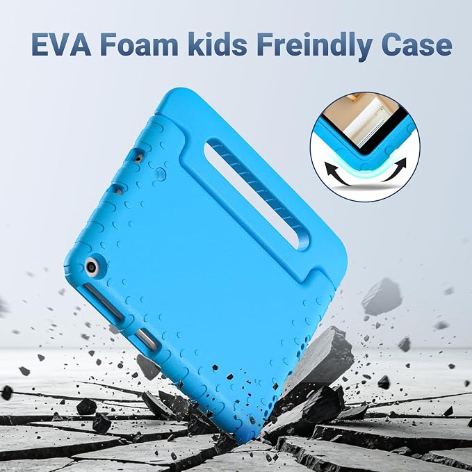 Kids Case for LG G Pad 5 10.1 FHD 2019 (Model: LMT600) Light-Weight EVA Soft Foam Durable Rugged Shockproof Kidsproof Child Cover Foldable Handle to Kickstand Blue | Foldable handle highly durable