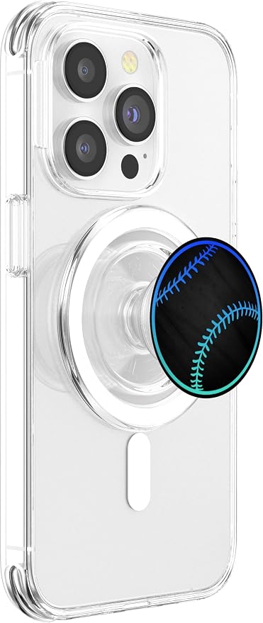 Turquoise Teal Blue Baseball Softball On a Black PopSockets Adhesive PopGrip
