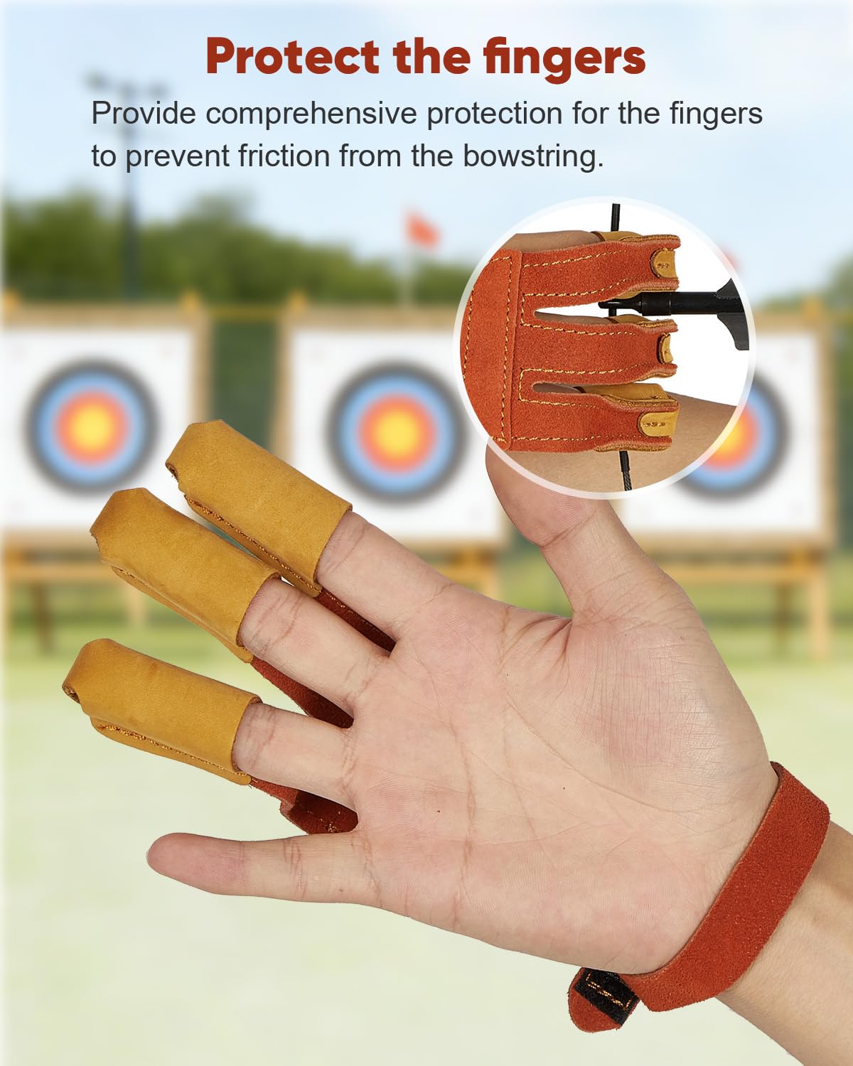 TOPARCHERY Archery Gloves Archery Finger Guard Leather with Adjustable Strap, Suitable for Left and Right Hands