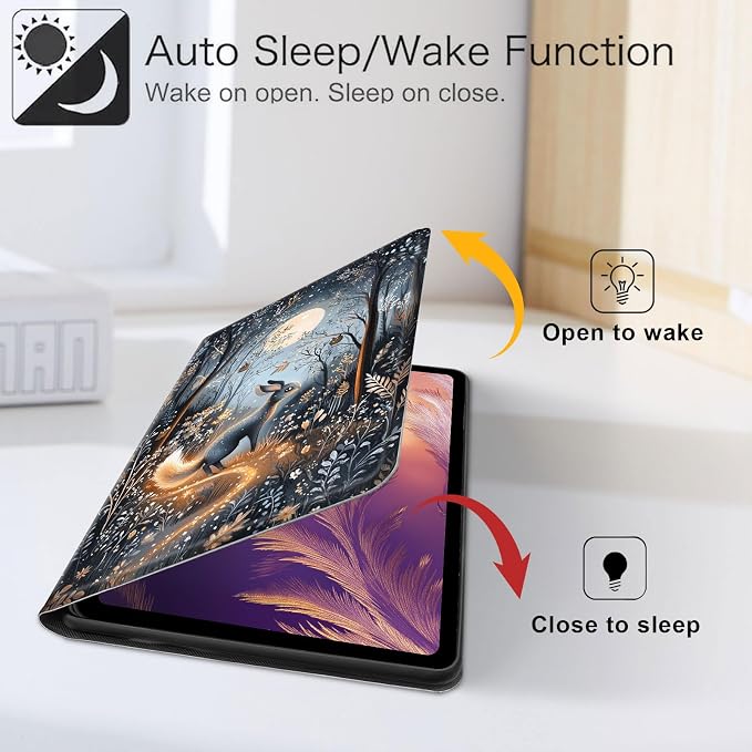 for iPad 11th Generation (A16 2025) 11 / iPad 10th Gen 10.9 2022 Case 360° Rotating PU Leather Stand Cover with Auto Sleep/Wake Shockproof TPU Backl Raccoon Perched