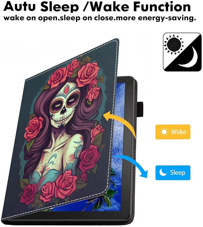 Case for Amazon Fire HD 10 Tablet (9th/7th Generation 2019/2017 Release) Slim PU Leather Cover with Card Slot &amp Auto Wake/Sleep for Fire 10.1 Tablet African American Girl