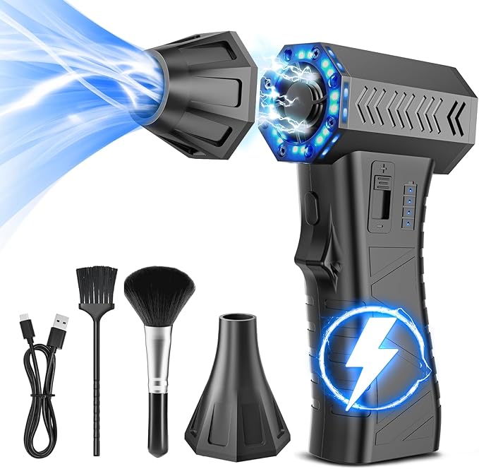 Compressed Air Duster- 300000RPM Super Power Electric Air Duster, Variable Wind Speed MAX 200g Mini Dust Blower for Computer, Keyboard, Outdoor, House and Car, Rechargeable Canned Air Replace Air Can
