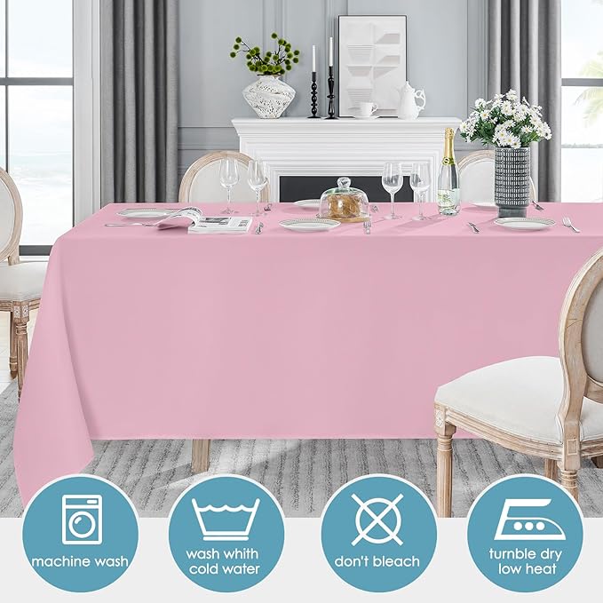 VidaFete Tablecloth 6 Pack 90 * 156inch Rectangle Table Cloth Polyester, Stain Wrinkle Resistant Polyester Dining Table Cover for Kitchen Dinning Party Wedding Rectangular Buffet Decoration(Pink)