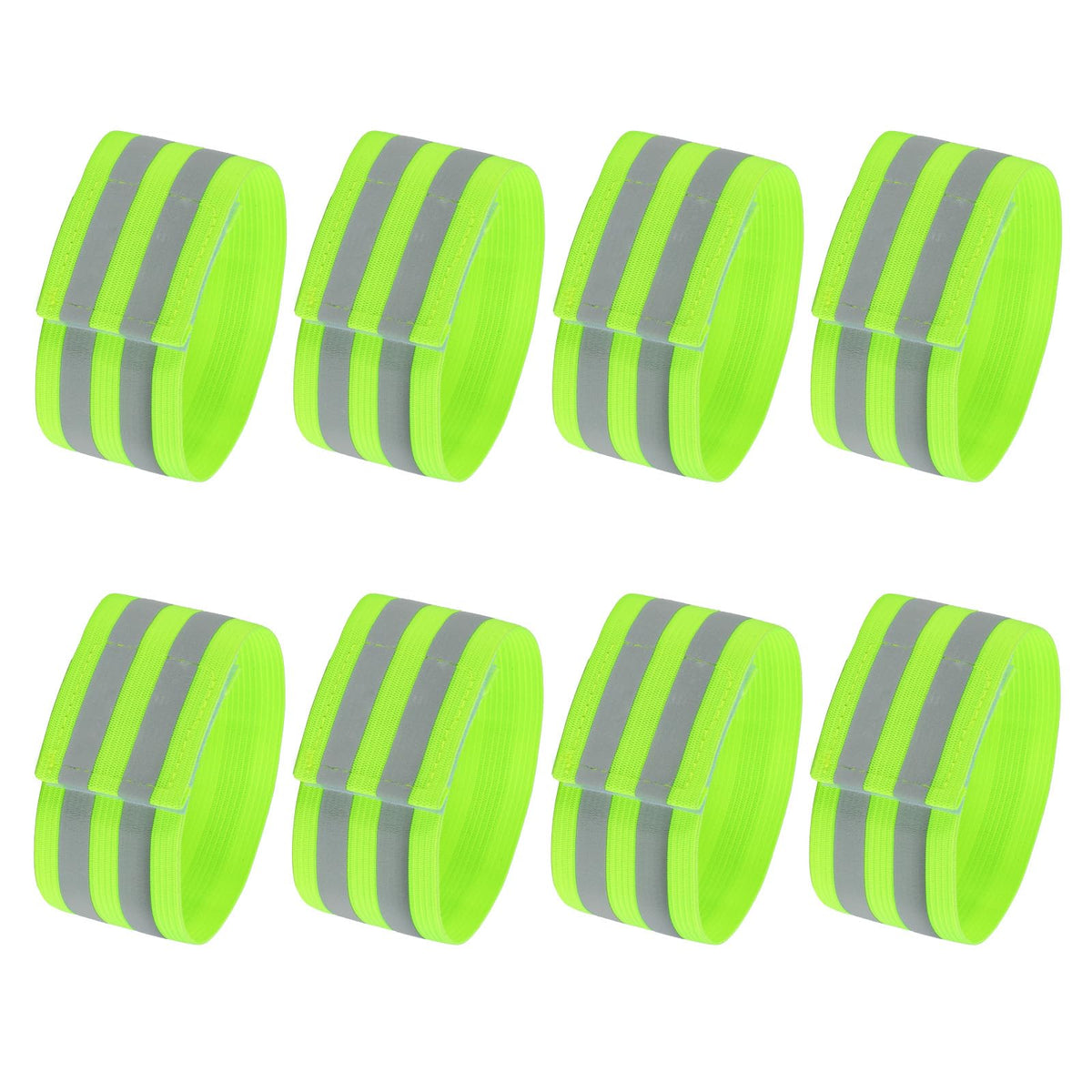 8PCS High Visibility Reflective Bands for Running, Neon Strap Tape Bracelets, Adjustable Reflective Strap Bracelets, Reflectives Running Gear for Women Men Runnings Cycling Walking Arm Wrist Ankle Leg