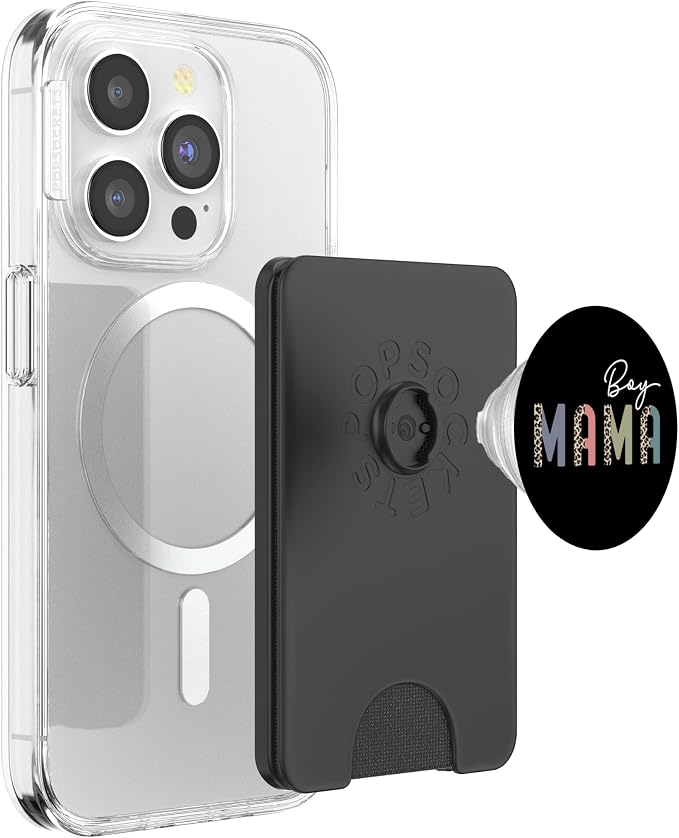 Boy Mama Simple Leopard Text Mom of Boys Cute Mothers Day PopSockets Adhesive PopGrip
