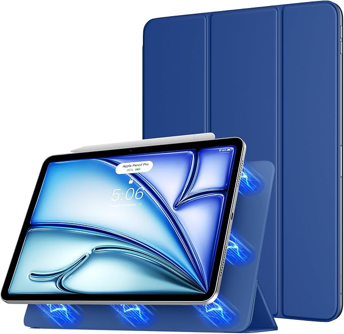 TiMOVO Magnetic Case for iPad Air 11 M4/M3/M2 Air 5th/4th Gen Black | Smart Folio Magnetic Slim Trifold Stand Protective Cover Auto Wake/Sleep