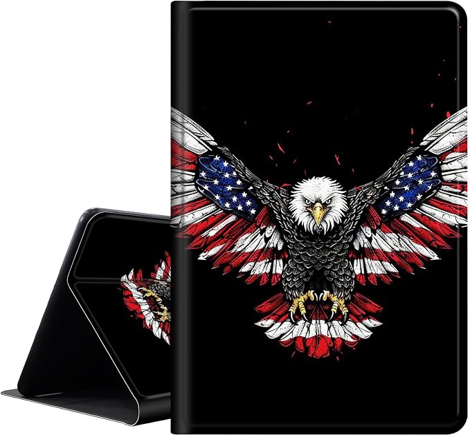 Case for All-New 7 Kindle Paperwhite 12th Gen 2024 &amp Kindle Colorsoft Signature EditionPU Leather Cover with Auto Sleep Wake FeatureAmerican Flag Eagle