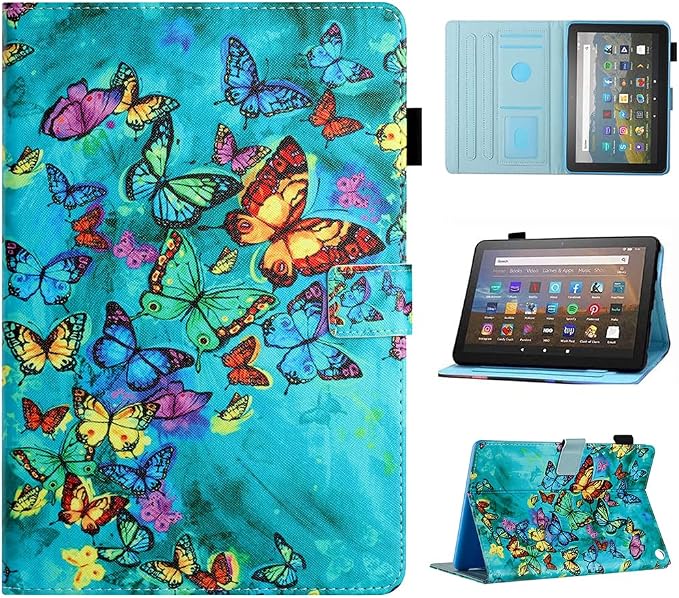 Case for Kindle Fire HD 10 &amp Fire HD 10 Plus 13th/11th Generation 2023 2021 | Synthetic Leather Flip Folio Stand Cover with Auto Wake/Sleep for Kindle Fire HD 10 &amp Fire HD 10 Plus Beach